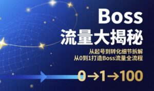 Boss流量大揭秘,从起号到转化细节拆解,从0到1打造Boss流量全流程-中创网_分享创业项目_助您在家赚钱