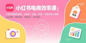 (15838期)小红书电商效率课:从账号搭建到变现,以养号-选品-内容-运营为核心链路-中创网_分享创业项目_助您在家赚钱