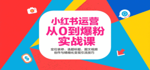 小红书运营从0到爆粉实战课:定位装修、选题标题,图文视频创作与精细化变现引流技巧-中创网_分享创业项目_助您在家赚钱