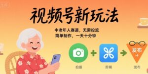 视频号新玩法，中老年人赛道，无需投流，简单制作，一天十分钟，月入1W-中创网_分享创业项目_助您在家赚钱
