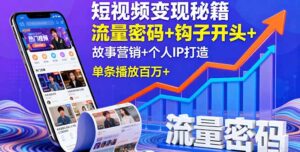 (16079期)短视频变现秘籍,流量密码+钩子开头+故事营销+个人IP打造,单条播放百万+-中创网_分享创业项目_助您在家赚钱