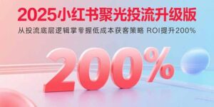 (15942期)2025小红书聚光投流升级版 从投流底层逻辑掌握低成本获客策略 ROI提升200%-中创网_分享创业项目_助您在家赚钱