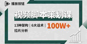 (16137期)视频脚本策划课,13种架构、6大话术、拉片分析,单条播放百万+-中创网_分享创业项目_助您在家赚钱