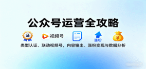 公众号运营全攻略:类型认证、联动视频号,内容输出、涨粉变现与数据分析-中创网_分享创业项目_助您在家赚钱