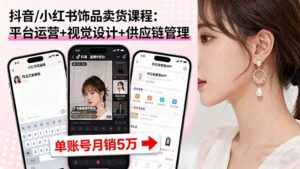 （16035期）抖音/小红书饰品卖货课程：平台运营+视觉设计+供应链管理，单账号月销5万-中创网_分享创业项目_助您在家赚钱