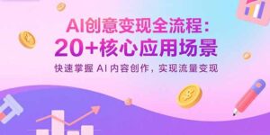 (15915期)AI创意变现全流程:20+核心应用场景,快速掌握AI内容创作,实现流量变现-中创网_分享创业项目_助您在家赚钱