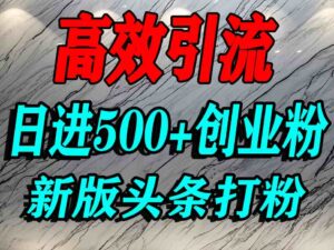 今日头条打创业粉,一篇文章就能引流几百个精准创业粉,日进500+精准流量-中创网_分享创业项目_助您在家赚钱