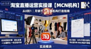 淘宝直播运营实操课【MCN机构】,从0到1做一家月销千W的直播机构-中创网_分享创业项目_助您在家赚钱