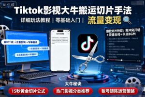 Tiktok影视大牛搬运切片手法，详细玩法教程-中创网_分享创业项目_助您在家赚钱