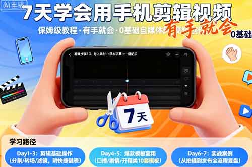 7天学会用手机剪辑视，保姆级教程，有手就会，0基础自媒体短视频创作教程-中创网_分享创业项目_助您在家赚钱