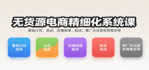 无货源电商精细化系统课:基础认知、选品、店铺搭建、起店、推广及运营收尾售后等-中创网_分享创业项目_助您在家赚钱