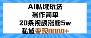 AI私域玩法，操作简单，20条视频涨粉5w，私域变现8k+-中创网_分享创业项目_助您在家赚钱