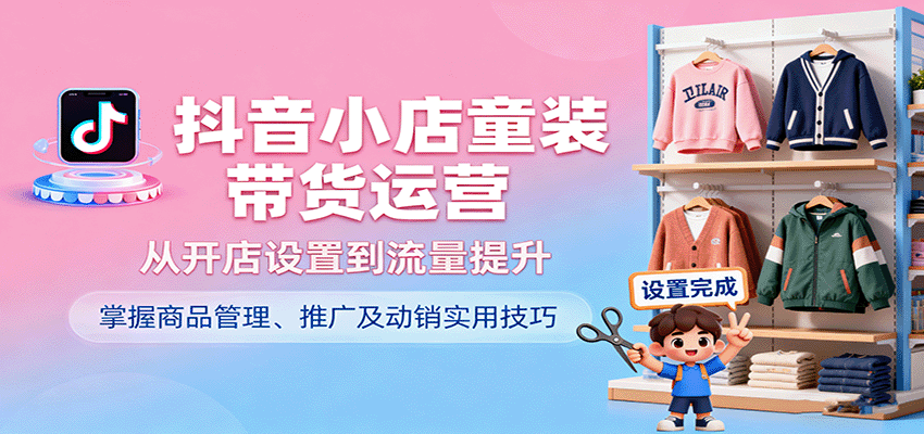 图片[1]-抖音小店童装带货运营，从开店设置到流量提升，掌握商品管理、推广及动销实用技巧