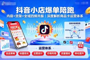抖音小店爆单陪跑,内容+货架+全域四频共振,深度解析抖音商品卡运营体系-中创网_分享创业项目_助您在家赚钱