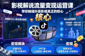 影视解说流量变现运营课,带你触碰抖音影视真正的核心-中创网_分享创业项目_助您在家赚钱
