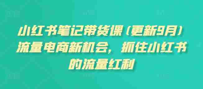 小红书笔记带货课(更新25年9月)流量电商新机会，抓住小红书的流量红利-中创网_分享创业项目_助您在家赚钱