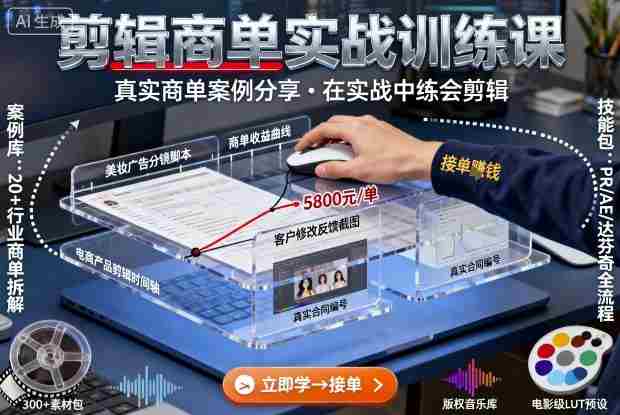 剪辑商单实战训练课，真实商单案例分享，在实战中练会剪辑-中创网_分享创业项目_助您在家赚钱