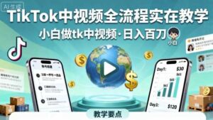 TikTok中视频全流程实操教学,小白做tk中视频,日入百刀-中创网_分享创业项目_助您在家赚钱