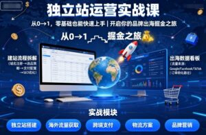 独立站运营实战课，​从0到1，零基础也能快速上手，开启你的品牌出海掘金之旅-中创网_分享创业项目_助您在家赚钱