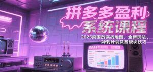 拼多多盈利系统课:2025突围战实战地图、全新玩法、冲刺计划及各板块技巧(更新9月)-中创网_分享创业项目_助您在家赚钱