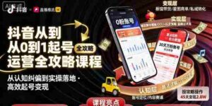 抖音从0到1起号运营全攻略课程,从认知纠偏到实操落地,高效起号变现-中创网_分享创业项目_助您在家赚钱