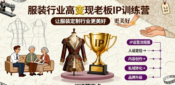 服装行业高变现老板IP训练营，让服装定制行业更美好-中创网_分享创业项目_助您在家赚钱
