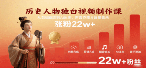 历史人物独白视频制作课，从剪辑配音到AI出图，声音克隆与背景音乐，涨粉22w+-中创网_分享创业项目_助您在家赚钱