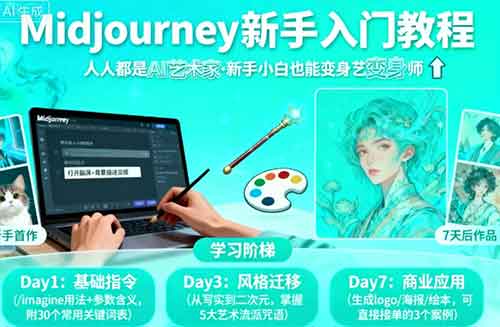 midjourney新手入门教程：人人都是AI艺术家，新手小白也能变身艺术大师-中创网_分享创业项目_助您在家赚钱
