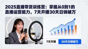 (15989期)2025直播带货训练营:掌握从0到1的直播运营能力,7天开播30天日销破万-中创网_分享创业项目_助您在家赚钱