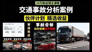 （15995期）交通事故分析案例短视频，剪辑技巧+文案模板+配音教学+快速起号 月收益2w+-中创网_分享创业项目_助您在家赚钱
