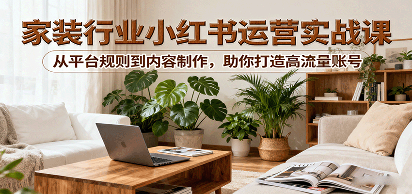 小红书家装行业运营实战课：从平台规则到内容制作，助你打造高流量账号-中创网_专注互联网创业,项目资源整合-中创网_分享创业项目_助您在家赚钱