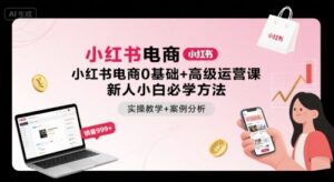 小红书电商0基础+高级运营课,新人小白必学方法,实操教学+案例分析-中创网_分享创业项目_助您在家赚钱