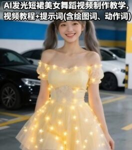 AI发光短裙美女舞蹈视频制作教学，视频教程+提示词(含绘图词、动作词)-中创网_分享创业项目_助您在家赚钱