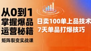 抖音小店爆品打造与矩阵裂变实战课,从0到1掌握爆品运营秘籍-中创网_分享创业项目_助您在家赚钱