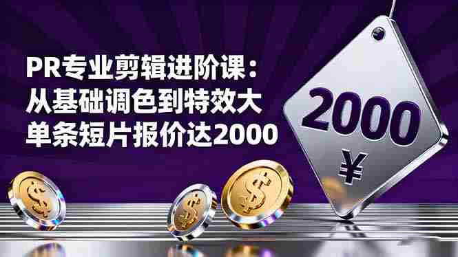 （16381期）PR专业剪辑进阶课：从基础调色到特效大片的进阶技能，单条短片报价达2000-中创网_分享创业项目_助您在家赚钱