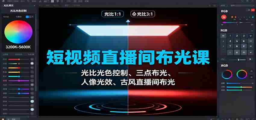 短视频直播间布光课：光比光色控制、三点布光、人像光效、古风直播间布光-中创网_分享创业项目_助您在家赚钱