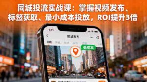(16172期)同城投流实战课:掌握视频发布、标签获取、最小成本投放,ROI提升3倍-中创网_分享创业项目_助您在家赚钱