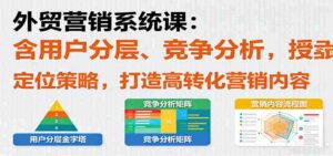 外贸营销系统课:含用户分层、竞争分析,授卖品、定位策略,打造高转化营销内容-中创网_分享创业项目_助您在家赚钱