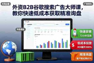 外资B2B谷歌搜索广告大师课,教你快速低成本获取精准询盘-中创网_分享创业项目_助您在家赚钱