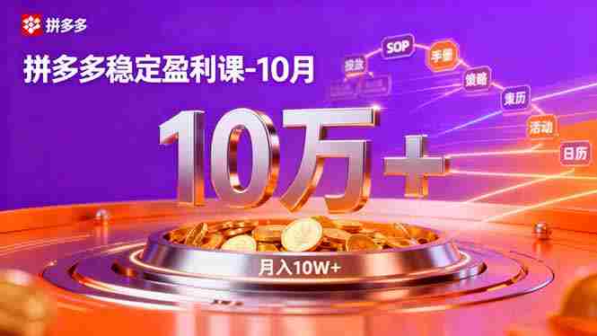 （16413期）拼多多稳定盈利课-10月，强付费SOP+微付费高投产+活动矩阵，单店月入10万+-中创网_分享创业项目_助您在家赚钱