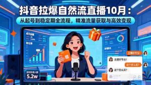 (16339期)抖音拉爆自然流直播10月:从起号到稳定期全流程,精准流量获取与高效变现-中创网_分享创业项目_助您在家赚钱