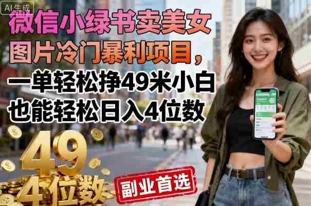 微信小绿书卖美女图片冷门暴利项目，一单轻松挣49米小白也能轻松日入4位数-中创网_分享创业项目_助您在家赚钱