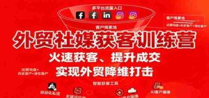 外贸社媒获客训练营，火速获客、提升成交，实现外贸降维打击-中创网_分享创业项目_助您在家赚钱