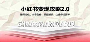 小红书变现攻略2.0:账号定位、内容创作,数据解读,企业号运营等-中创网_分享创业项目_助您在家赚钱