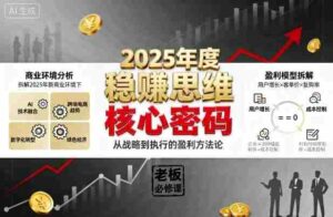 2025年度稳賺思维老板创业营,拆解2025年新商业环境下,企业实现持续盈利的核心密码-中创网_分享创业项目_助您在家赚钱