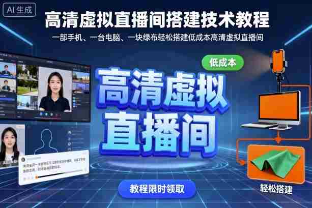 高清虚拟直播间搭建技术教程，一部手机、一台电脑、一块绿布轻松搭建低成本高清虚拟直播间-中创网_分享创业项目_助您在家赚钱