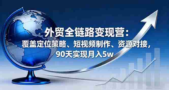 （16173期）外贸全链路变现营：覆盖定位策略、短视频制作、资源对接，90天实现月入5w-中创网_分享创业项目_助您在家赚钱
