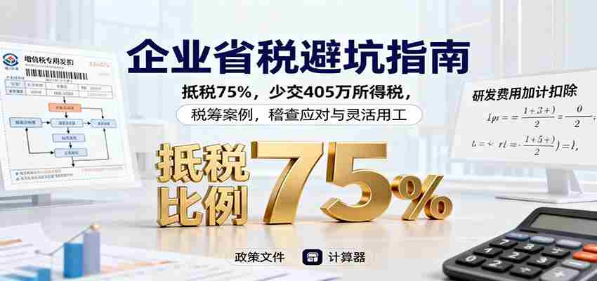 企业省税避坑指南：抵税75%，少交405万所得税，税筹案例，稽查应对与灵活用工-中创网_分享创业项目_助您在家赚钱