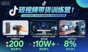 短视频带货训练营,抖音带货课程+抖音带货数据挖掘+精准获客解决方案-中创网_分享创业项目_助您在家赚钱