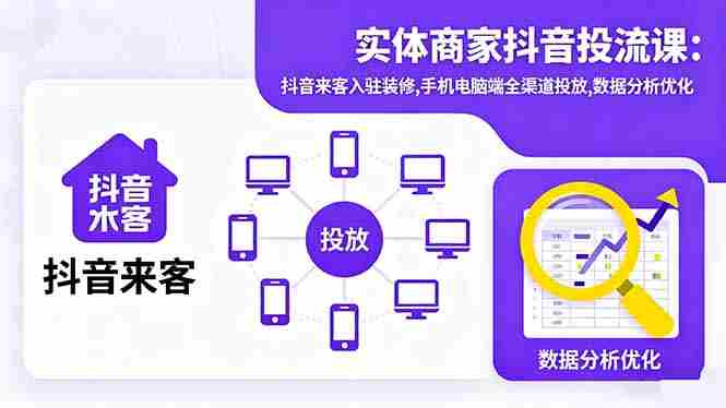 （16313期）实体商家抖音投流课:抖音来客入驻装修,手机电脑端全渠道投放,数据分析优化-中创网_分享创业项目_助您在家赚钱